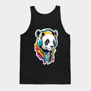 Adorable Panda with Headphones | Music-Loving Panda Tank Top